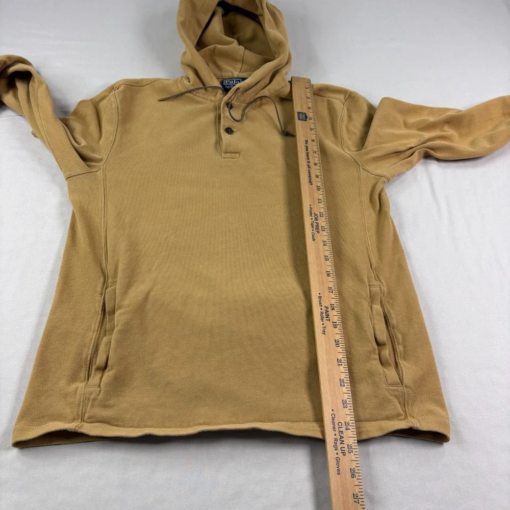 Polo Ralph Lauren Hoodie Mens‎ Small Brown Henley Pullover Sweatshirt